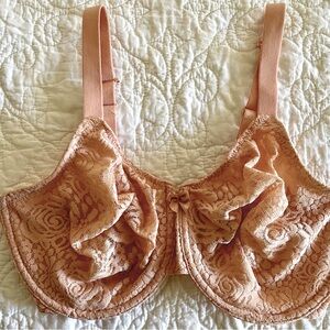 Wacoal Halo Lace Bra Size 34G Nude Peach Support T-strap Underwire 851205 EUC